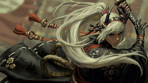 samurai, girl, fantasy, warrior, 4k HD Wallpaper