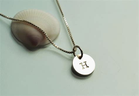 Silver Letter H Initial Disc Necklace Pendant - Etsy