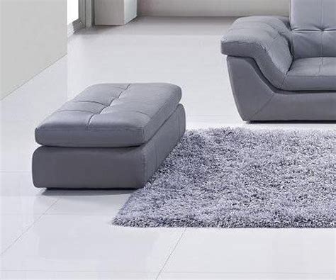 Grey Italian Leather Sectional w/Ottoman Set 2Pcs Adjustable Headrest ...