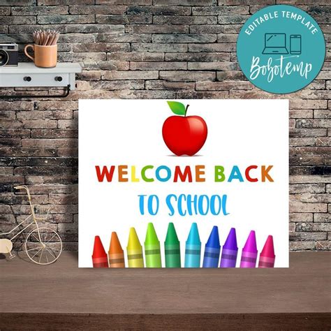 Welcome Back to School Sign Printable Instant Download | Bobotemp