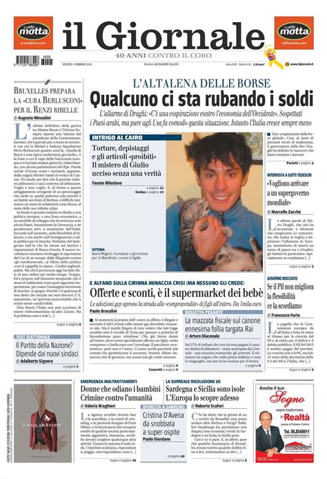 Edicola Le Prime Pagine Dei Quotidiani Di Oggi