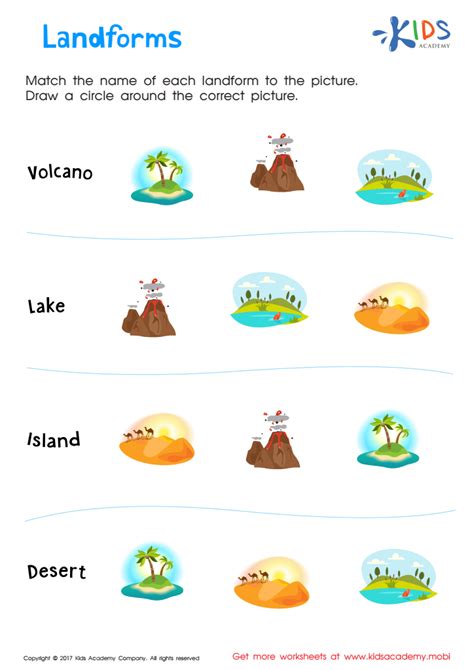 Landforms Printable, Downloadable PDF for Kids - Answers and Completion ...