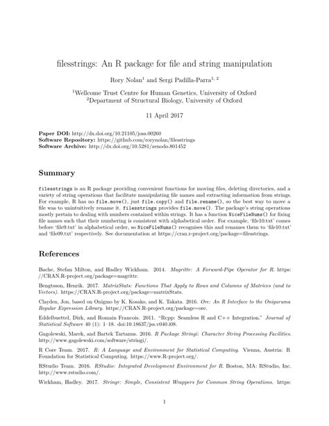 (PDF) filesstrings: An R package for file and string manipulation