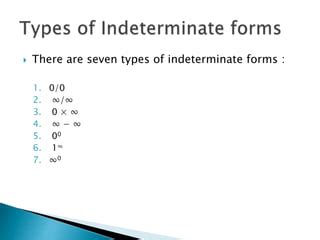 Indeterminate Forms and L' Hospital Rule | PPT