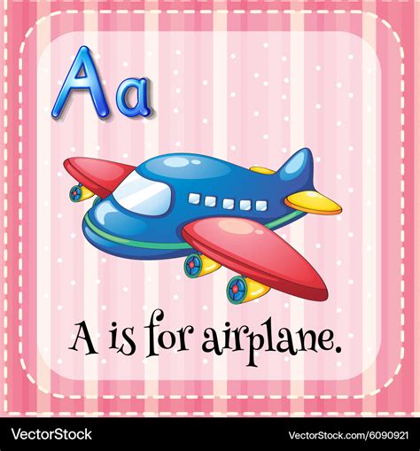 Flashcard alphabet a is for airplane Royalty Free Vector