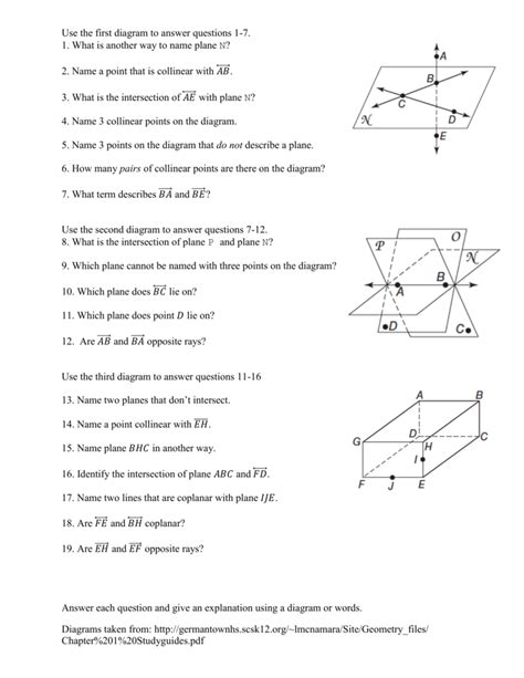 Naming Points Lines And Planes Worksheet