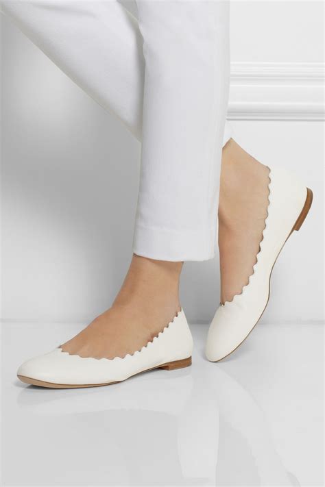 Lyst - Chloé Lauren Leather Ballet Flats in White