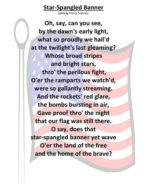 Star Spangled Banner Printable