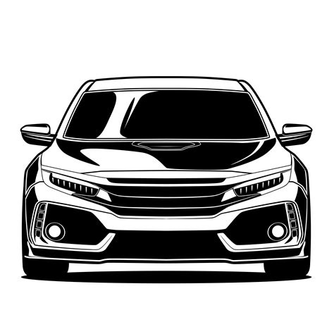 Black and white car front drawing 1396723 Vector Art at Vecteezy