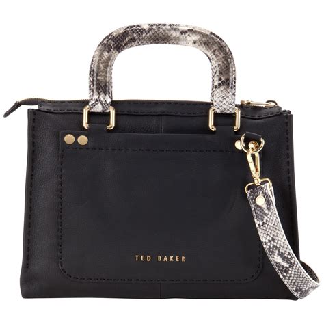 Ted Baker Snakory Leather Tote Bag in Black | Lyst