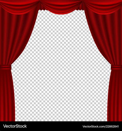 Red theater curtains transparent background Vector Image