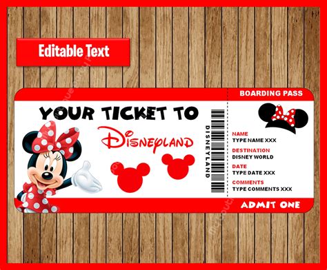 Free Printable Disneyland Ticket Template