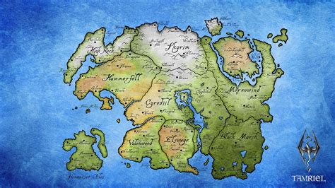 Skyrim map, Elder scrolls map, Fantasy world map