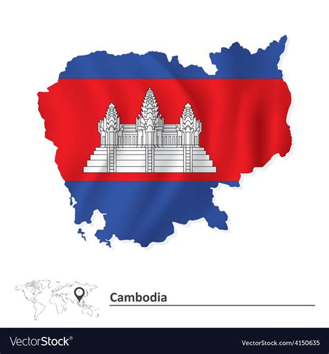 Map of Cambodia with flag Royalty Free Vector Image