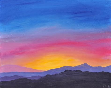 Items similar to Mountain Sunrise original acrylic landscape painting ...