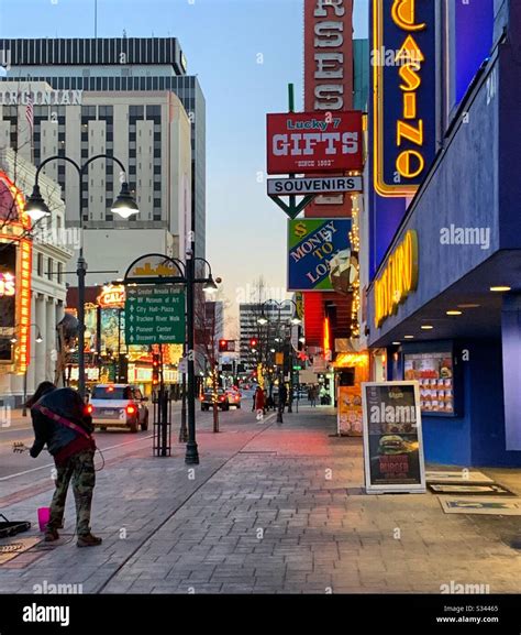 Dusk in Downtown Reno, Nevada, United States Stock Photo - Alamy