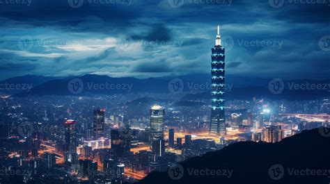 Night view of Taipei 101. Generative AI 32977375 Stock Photo at Vecteezy