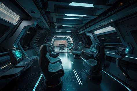 Premium AI Image | The interior of a spaceship with sleek and ...