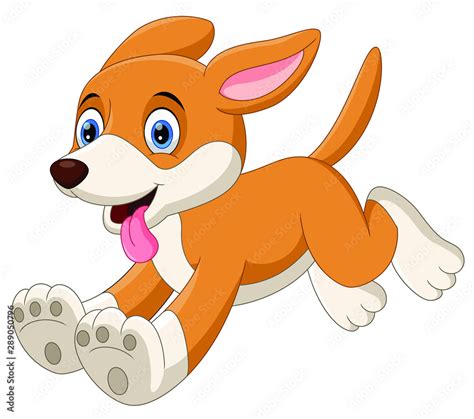 Cute little dog cartoon running isolated on white background Stock ...