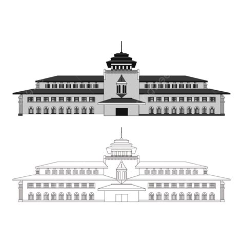 Landmark Building Vector Art PNG, Gedung Sate Landmark Building Vector ...