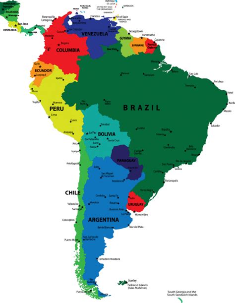 South America Map Countries And Capitals - Uno