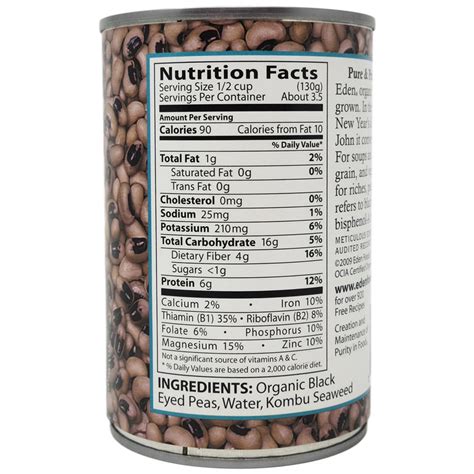 Eden No Salt Added Black Eyed Peas - Healthy Heart Market