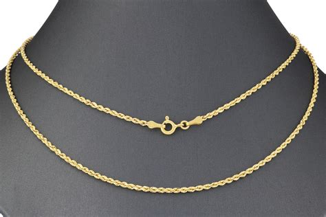 Genuine 14K Yellow Gold 16"-32" Rope Chain Pendant Necklace Men Women 1 ...