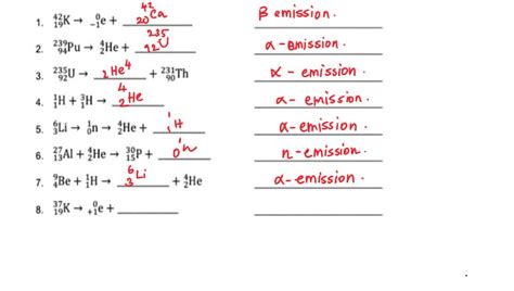 SOLVED: Text: BALANCING NUCLEAR REACTIONS WORKSHEET Predict the ...