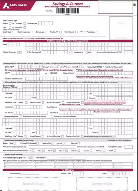 [PDF] Axis Bank Account Opening Form PDF - Panot Book