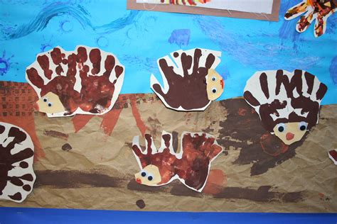 hedgehogs ...handprints Seasons Art, Four Seasons, Classroom Displays ...