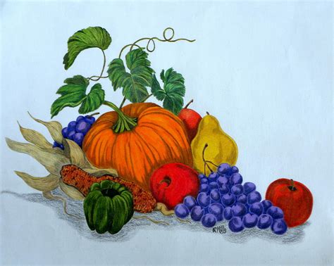 Fruit And Veggies Drawing by Terri Mills