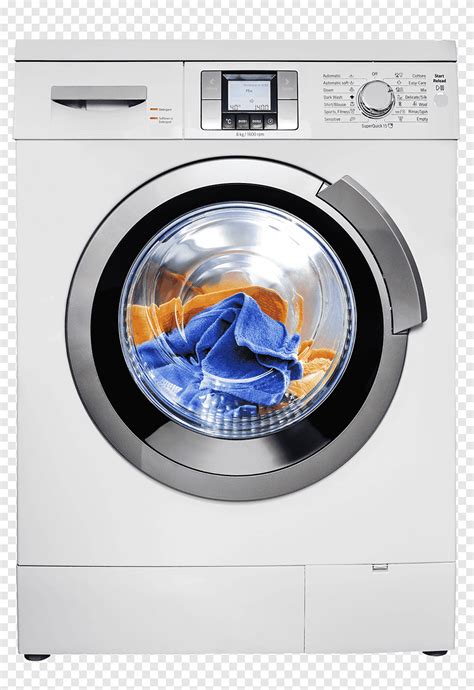 White front-load washer, Washing machine Clothes dryer Home appliance ...