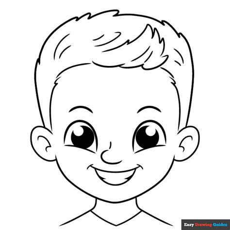 Boy Face Coloring Page | Easy Drawing Guides