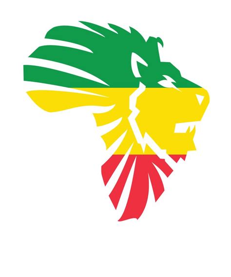 Lion Of Africa. A beautiful graphic red, gold and green lion's head on ...