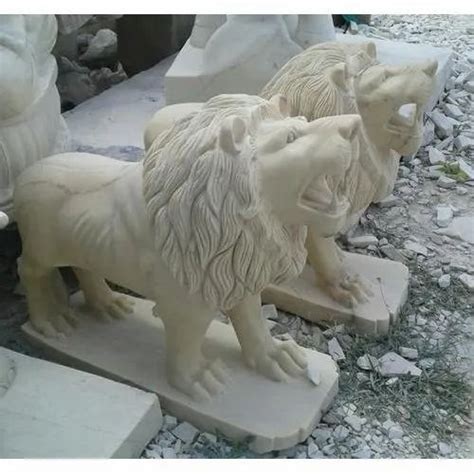 White Marble Lion Statue, For Exterior Decor, Outdoor at Rs 86000/piece ...