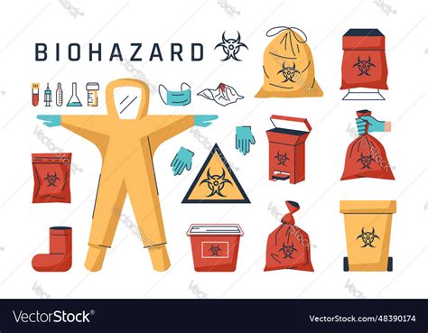 Biohazard waste set of hazard icons Royalty Free Vector