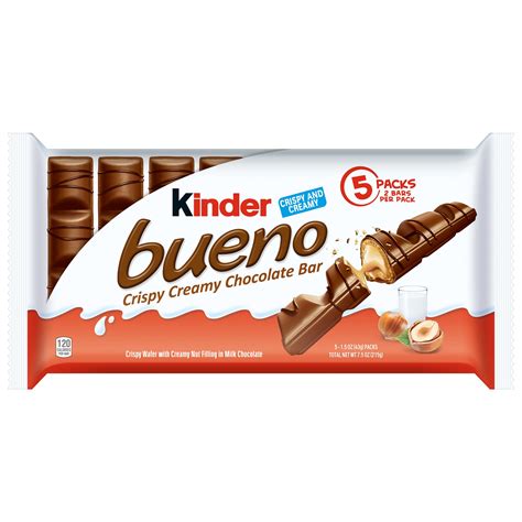 (5 Pack) Kinder Bueno Chocolate and Hazelnut Cream Bar, 2 Wrapped 1.5 ...