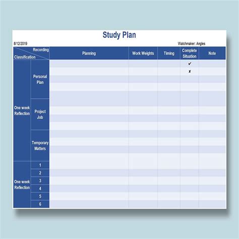 Study Plan Excel Template Study Schedule Template For Students | lupon ...