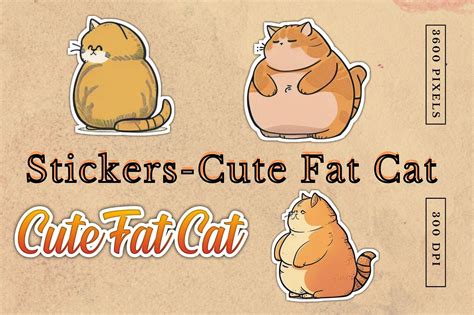 Stickers-Cute Fat Cat Graphic by Soft Craft Studio · Creative Fabrica