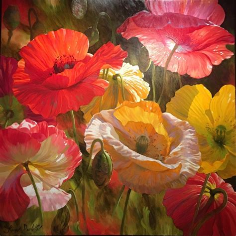 Poppy Baroque 48x48" original oil on canvas by Leon Roulette of ...