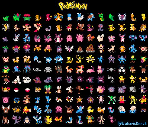 [OC] All 151 Gen 1 Pokemon Pixel Art. : r/PixelArt