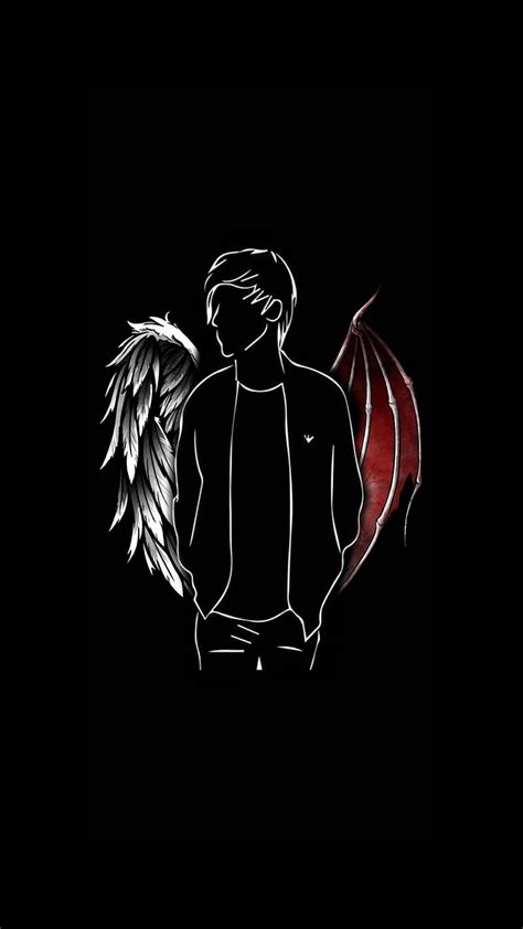 Devil, angel, black, boy, iphone, love, lucifer, play boy, sad, wing ...