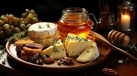 Premium AI Image | a tray of cheeses including nuts, nuts, nuts and nuts.