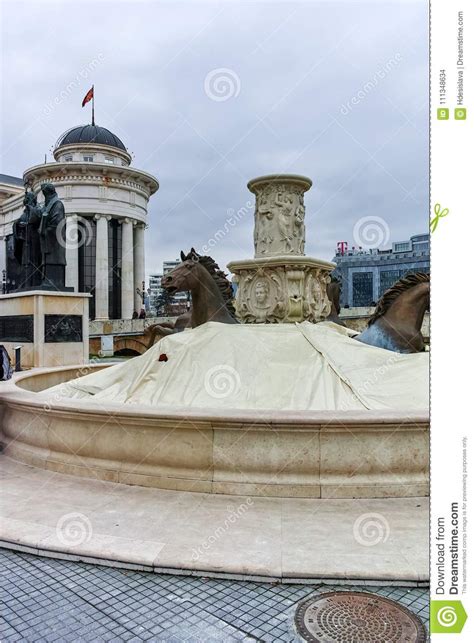 SKOPJE, REPUBLIC of MACEDONIA - FEBRUARY 24, 2018: Skopje City Center ...