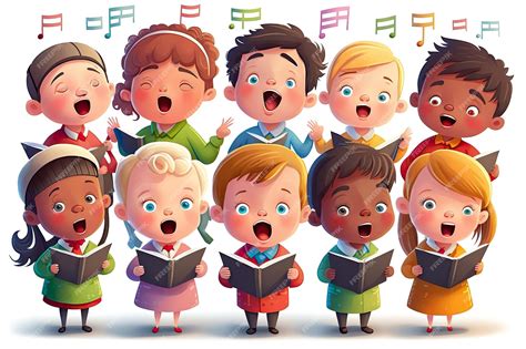 Premium Photo | Illustration of children singing song together girls ...