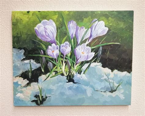 Crocus painting original Purple floral oil painting on canvas | Etsy ...