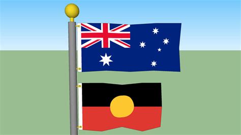 Australia & Australian Aboriginal Flags with Flagpole | 3D Warehouse