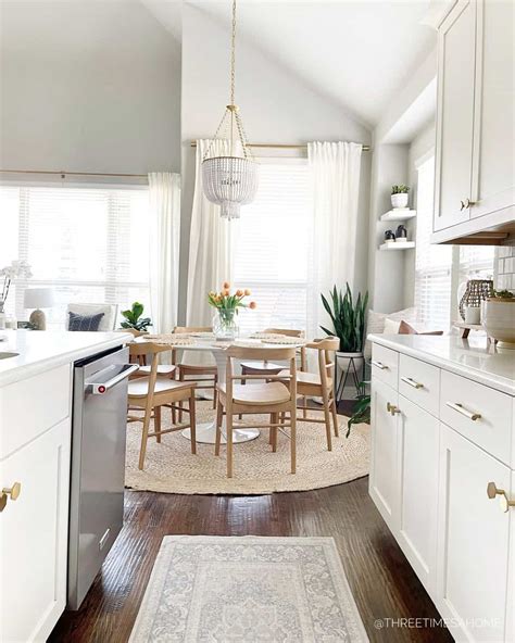 White Kitchen with Satin Brass Cabinet Knobs - Soul & Lane