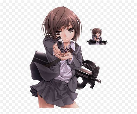 Anime Girl Holding Gun Png Image With - Anime Girl With Pistol,Holding ...