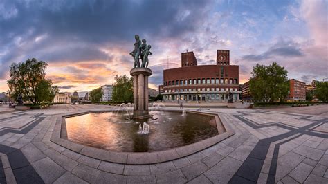 Panorama of Oslo City Hall in the Evening - Anshar Photography